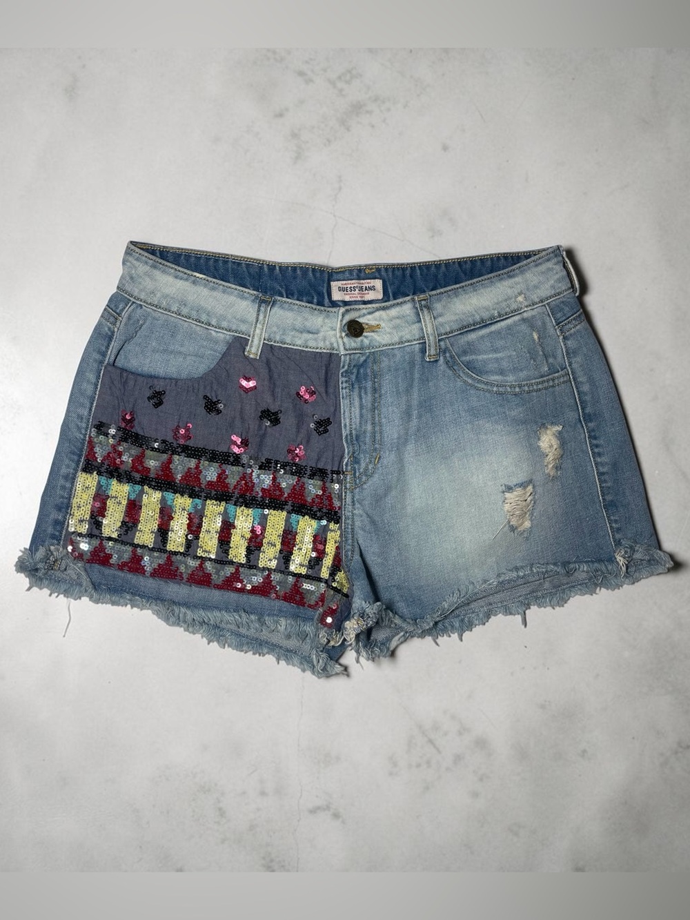 Guess Originals Sequin Denim Shorts size 31